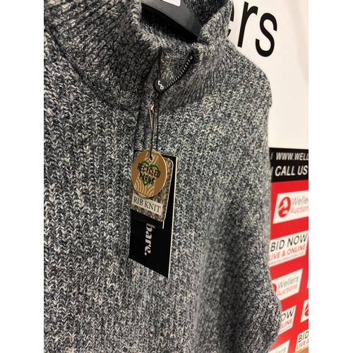 3151 - NEW THREADBARE 1/4 ZIP RIB KNIT SWEATER, XL
