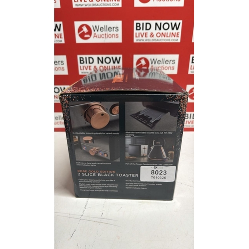 8023 - TOWER CAVALETTO 2 SLICE TOASTER BLACK ROSE GOLD EDITION