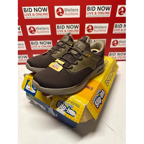 7066 - NEW SKETCHERS SLIP INS VEGAN BROWN SIZE  9  WITH BOX