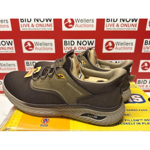 7066 - NEW SKETCHERS SLIP INS VEGAN BROWN SIZE  9  WITH BOX