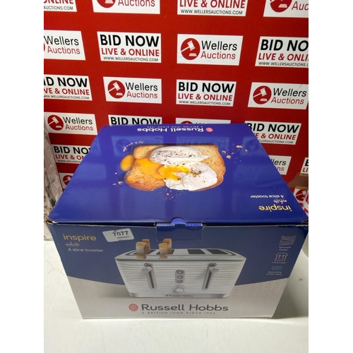7077 - NEW RUSSELL HOBBS 4 SLICE WHITE TOASTER