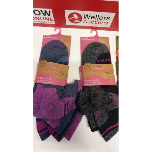 8094 - X3 NEW PACKS OF SOCKS INC. SKECHERS TRAIL SOCKS AND COMODO SKI SOCKS
