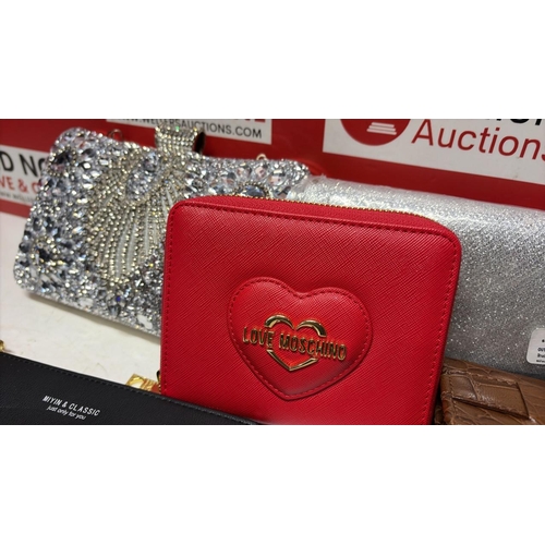 8097 - X6 NEW PURSES AND CLUTCH BAGS INC. LOVE MOSCHINO