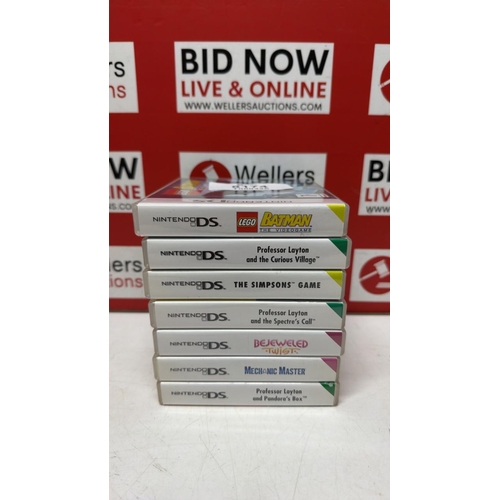 8174 - 7X NINTENDO DS GAMES INC LEGO BATMAN, THE SIMPSONS GAME, MECHANIC MASTER