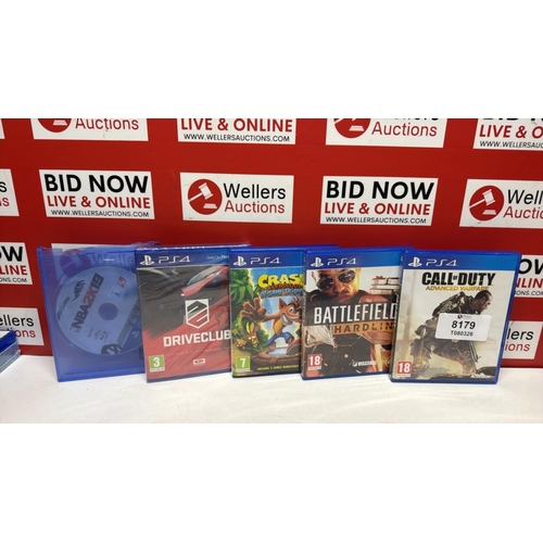 8179 - 5X PLAYSTATION 4 GAMES INC CALL OF DUTY, BATTLEFIELD, DRIVE CLUB, NBA 2K19
