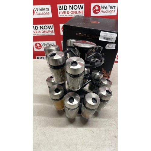 6116 - COLE & MASON 20 JAR FILLED SPICE RACK CAROUSEL / PLEASE NOTE: ANY PURCHASES LEFT AFTER 5 WORKING DAY... 
