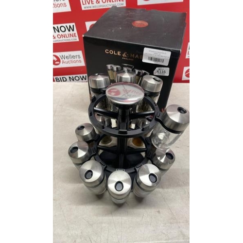 6116 - COLE & MASON 20 JAR FILLED SPICE RACK CAROUSEL / PLEASE NOTE: ANY PURCHASES LEFT AFTER 5 WORKING DAY... 