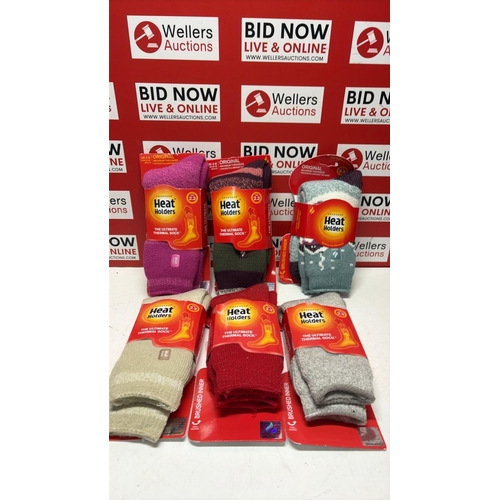 3190 - X6 NEW PACKS OF HEAT HOLDERS THERMAL SOCKS, UK4-8
