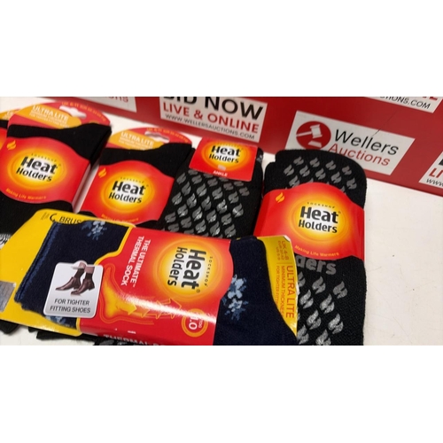 3191 - X6 NEW PACKS OF HEAT HOLDERS THERMAL SOCKS, ASSORTED SIZES