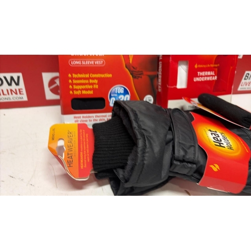 3192 - NEW HEAT HOLDERS THERMALS, GLOVES, AND SOCKS