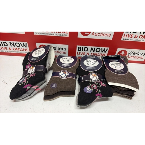 3194 - X4 NEW PACKS OF 3 NEW GENTILE GRIP SOCKS