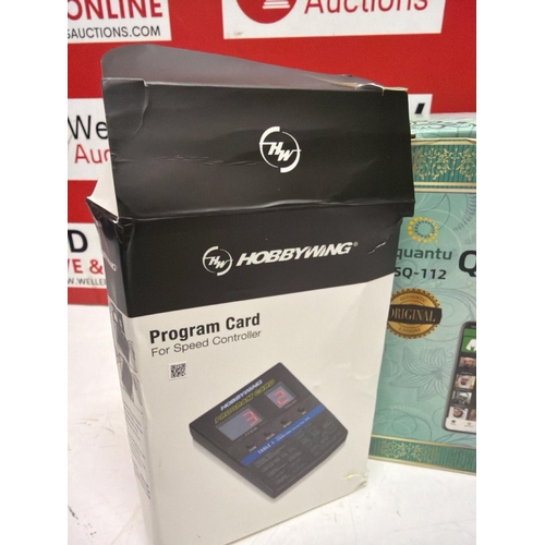 3214 - X3 NEW ELECTRICALS INC. TV STICK, TOUCH LAMP QUR'AN SPEAKER, HOBBYWING PROGRAMME CARD