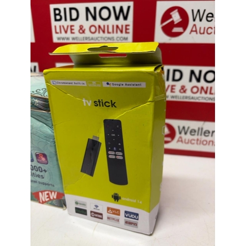 3214 - X3 NEW ELECTRICALS INC. TV STICK, TOUCH LAMP QUR'AN SPEAKER, HOBBYWING PROGRAMME CARD