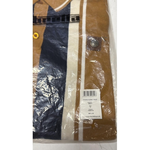 8106 - GENTS NEW LAMBRETTA STRIPED SS KNIT POLO / SIZE XL