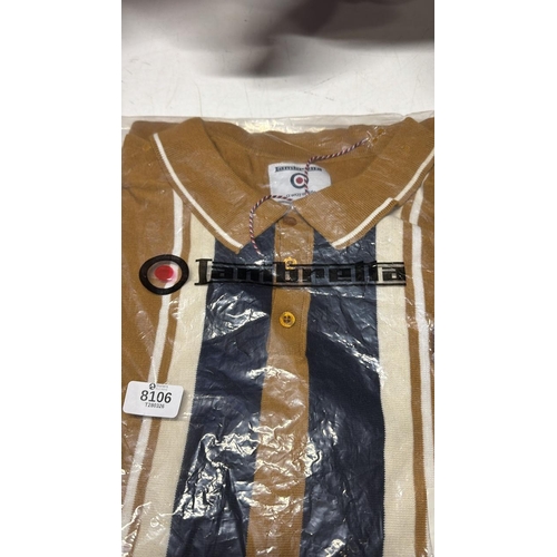 8106 - GENTS NEW LAMBRETTA STRIPED SS KNIT POLO / SIZE XL