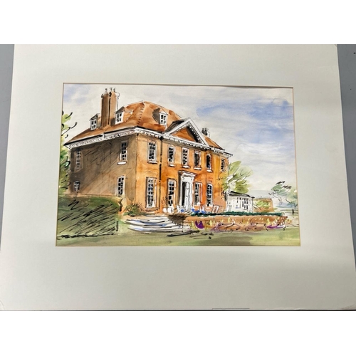Violet Hilda Drummond (1911-2000) "Old Rectory, Milton Keynes" watercolour, signed on the back in pencil, mounted behind card, 50 x 36.5cm / AN1