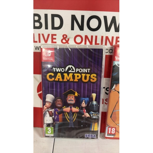 8076 - X3 NEW AND SEALED NINTENDO SWITCH GAMES INC. TWO POINT CAMPUS, GRAND THEFT AUTO TRILOGY AND WORMS AR... 