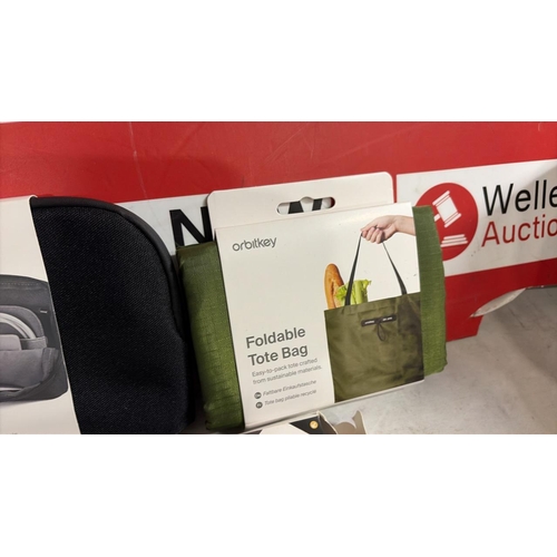 8116 - X3 NEW ORBITKEY INC. DESK POUCH, FOLDABLE TOTE BAG, CROSSBODY PHONE STRAP
