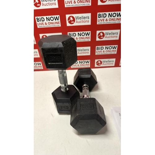 3006 - PAIR OF 8KG DUMBBELLS