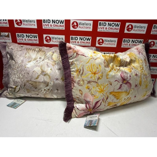 3042 - 2X MAISON VOYAGE CUSHIONS 40X60 FLOLELLA FEATHER CUSHION PRIMROSE & VIOLA