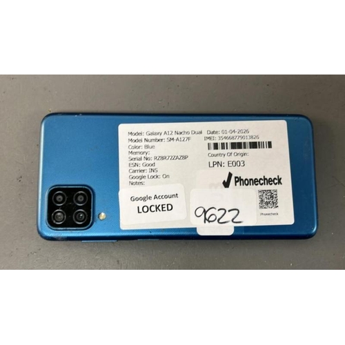 9622 - SAMSUNG GALAXY A12 NACHO DUAL/ SM-A127F/ BLUE/ GOOGLE LOCKED/ IMEI: 354668779013826