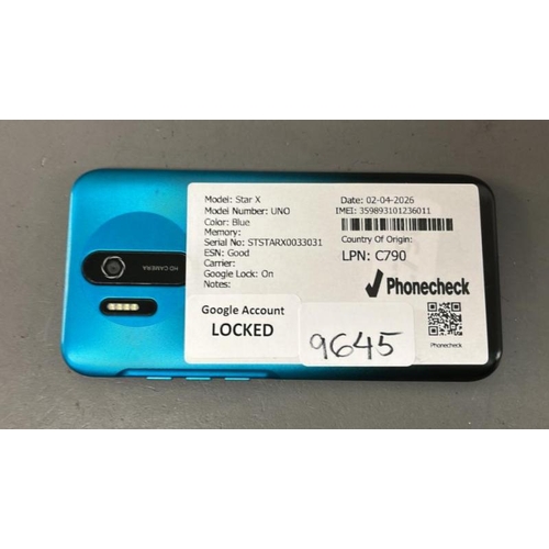 9645 - STARLIGHT STAR X/ UNO/ BLUE/ GOOGLE LOCKED/ IMEI: 359893101236011