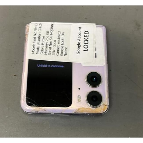 9647 - OPPO/ FIND N2 FLIP DUAL/ CPH2437/ PURPLE/ 256GB/ GOOGLE LOCKED/IMEI: 864965062594139 - BACK DAMAGED