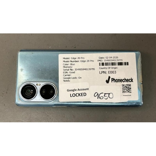 9650 - PHONE SPARK EDGE 20 PRO/ BLUE/ GOOGLE LOCKED/ IMEI: 354905940139795