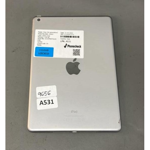 9656 - APPLE IPAD (5TH GEN)/ A1822/ SPACE GRAY/ 128GB/ I-CLOUD LOCKED/ IMEI: GCGVMJRTHLFD
