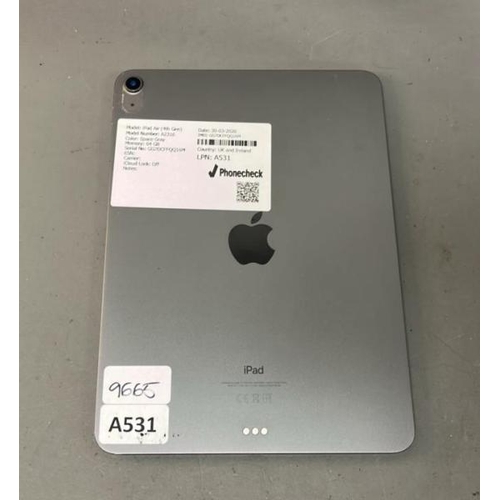 9665 - APPLE IPAD AIR (4TH GEN)/ A2316/ SPACE GRAY/ 64GB/ I-CLOUD UNLOCKED/ IMEI: GG7DCFFQQ16M