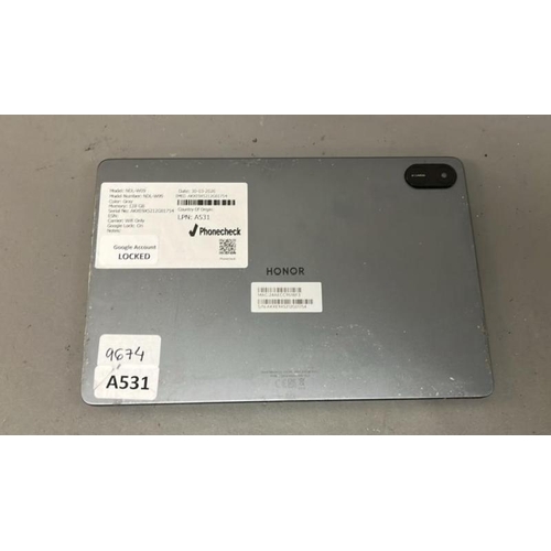 9674 - HONOR TABLET/ NDL-W09/ GRAY/ 128GB/ GOOGLE LOCKED/ IMEI: AKXE9X5212G01754