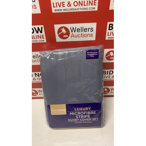 1031 - LUXURY MICROFIBRE STRIPE DUVET COVER SET KING SIZE