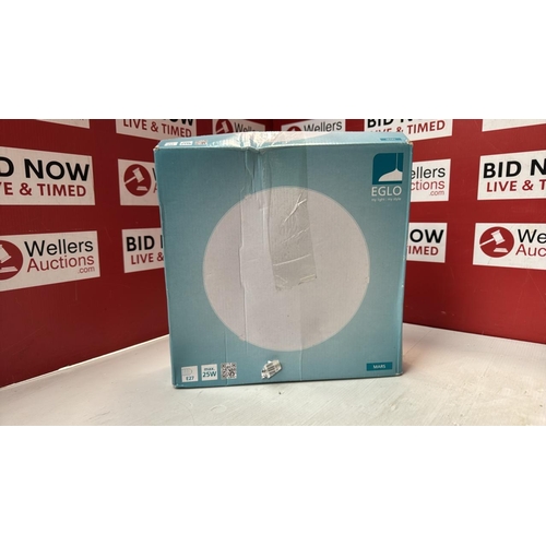 9059 - EGLO MARS 1-FLAME STEEL CEILING LIGHT, WHITE COLOUR AND WHITE SATINED GLASS WALL LAMP, E27 SOCKET [4... 