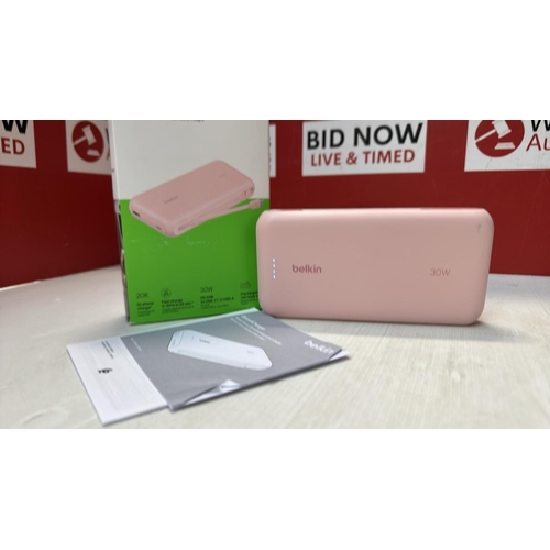 9181 - BELKIN PORTABLE CHARGER, POWER BANK WITH INTEGRATED CABLE 20K PD 30W - FAST CHARGING USB-C POWER DEL... 