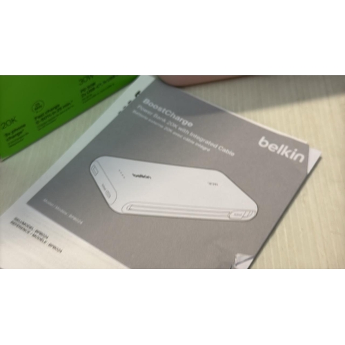 9181 - BELKIN PORTABLE CHARGER, POWER BANK WITH INTEGRATED CABLE 20K PD 30W - FAST CHARGING USB-C POWER DEL... 