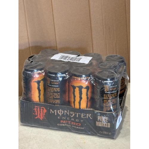 8567 - X12 MONSTER ENERGY NITRO COSMIC PEACH CANS, 500ML