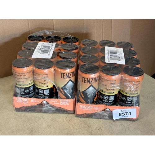 8574 - X24 TENZING PEACH & HONEY MELON CANS, 330ML