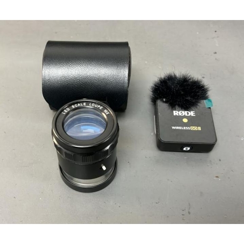 9598 - X2 INC. LED SCALE LOUPE 10X LED INC. CASE, RODE WIRELESS GO II MICROPHONE