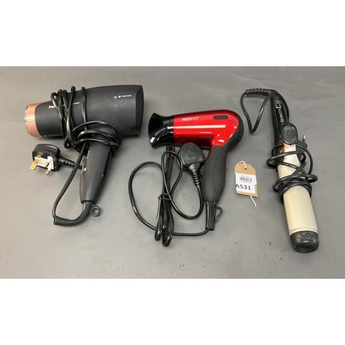 9603 - X3 INC. HAIR DRYERS (PANASONIC EH-NA65, REDHOT 37070), REMINGTON HAIR STRAIGHTERNER