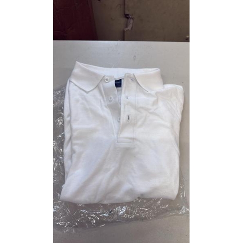 9025 - MENS & WOMENS CLASSIC POLO SHIRT SHORT SLEEVE PLAIN TEE TOP CASUAL WORK SPORTS WHITE L / PLEASE NOTE... 