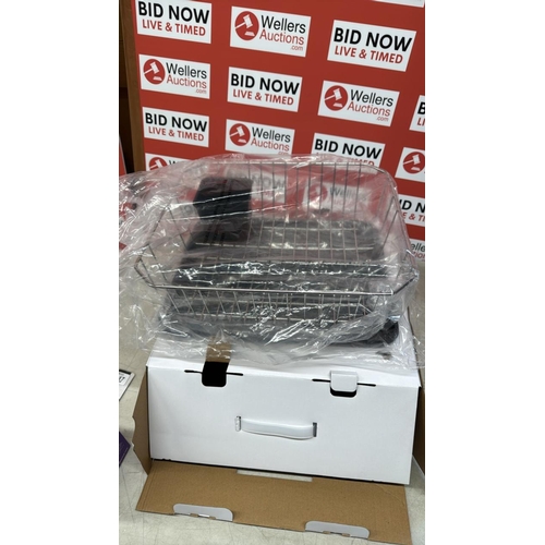 9048 - FURNITUREXTRA STAINLESS STEEL DISH DRAINER WITH PLASTIC DRIP TRAY AND CUTLERY HOLDER (SQUARE DRAINER... 