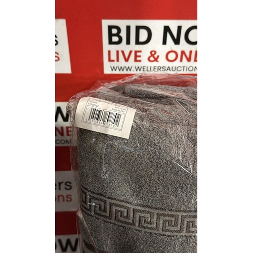 3262 - 2 PACKS OF 3 CHARCOAL GREEK BATH SHEETS 90CM X 150CM