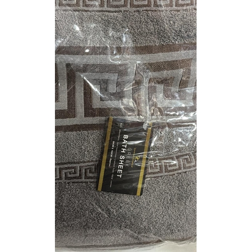 3262 - 2 PACKS OF 3 CHARCOAL GREEK BATH SHEETS 90CM X 150CM