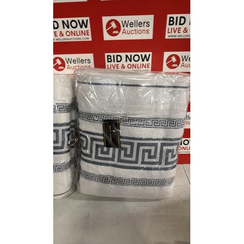 3265 - 2 PACKS OF 3 WHITE GREEK BATH SHEETS 90CM X 150CM