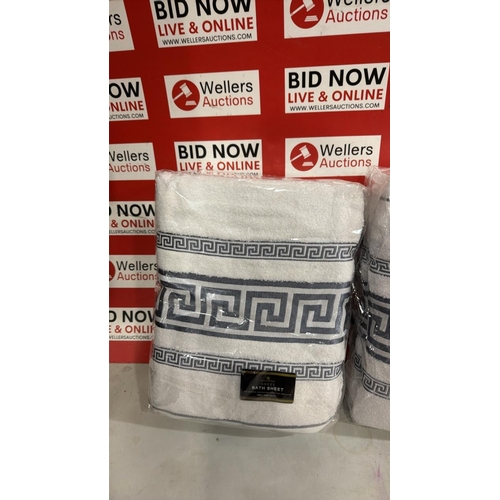 3265 - 2 PACKS OF 3 WHITE GREEK BATH SHEETS 90CM X 150CM