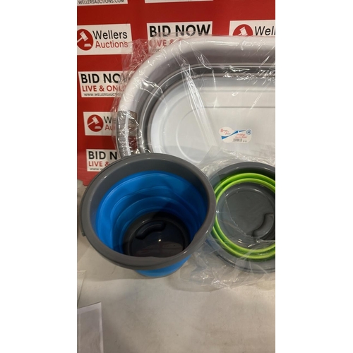 3286 - FOLDING LAUNDRY BASKET & 3X COLLAPSIBLE BUCKETS