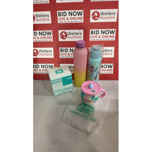 3293 - 2X WATER BOTLES INC KPOP DEMON HUNTERS & BOTTLE JOY CUP WITH LID