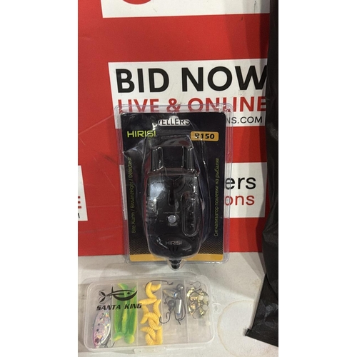 3296 - HIRISI B150 FISHING BITE ALARM CARP FISHING ROD 180 & SANTA KING BAIT SET
