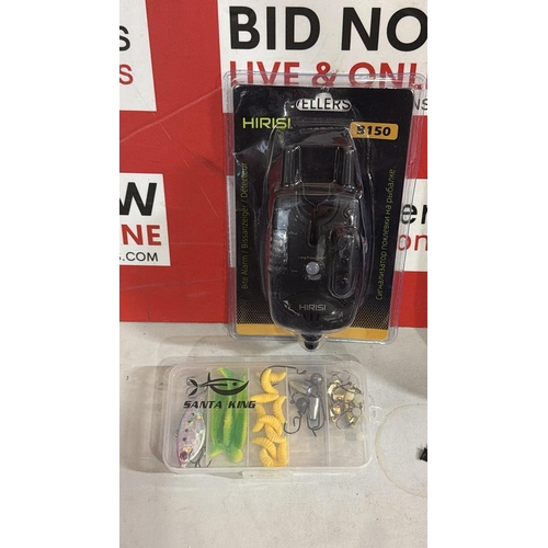 3296 - HIRISI B150 FISHING BITE ALARM CARP FISHING ROD 180 & SANTA KING BAIT SET