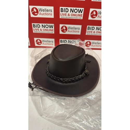 3381 - AUSTRALIAN STYLE HANDMADE 100% LEATHER HAT